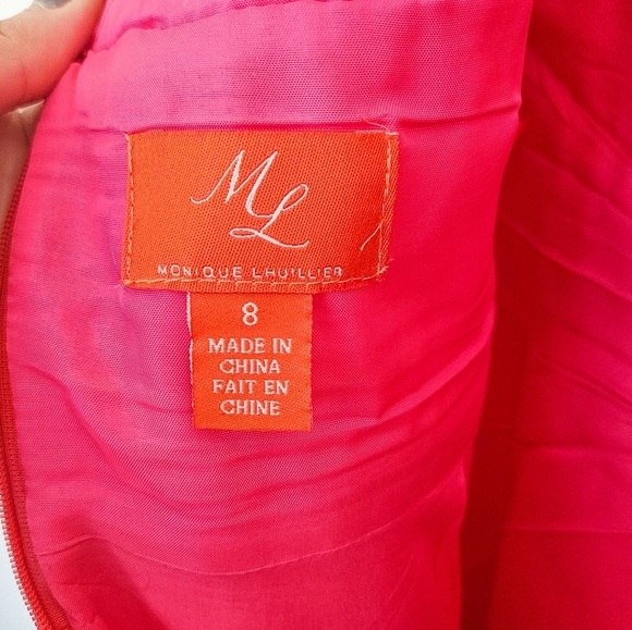 Monique Lhuillier Red Lace Sleeveless A Line Dress - Picture 13 of 16